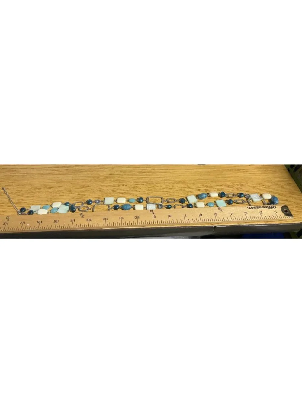 Lia Sophia Vista Long Beaded Necklace Blue River Shell Silver Tone Boho Y2K 36